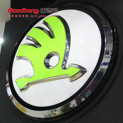 斯柯達三維貼膜電鍍車標丨汽車LED展會鍍鉻車標丨塑料ABS電鍍立體車標